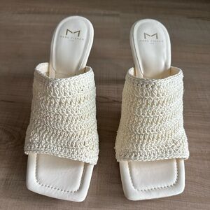 Marc Fisher Cream Crochet Mules